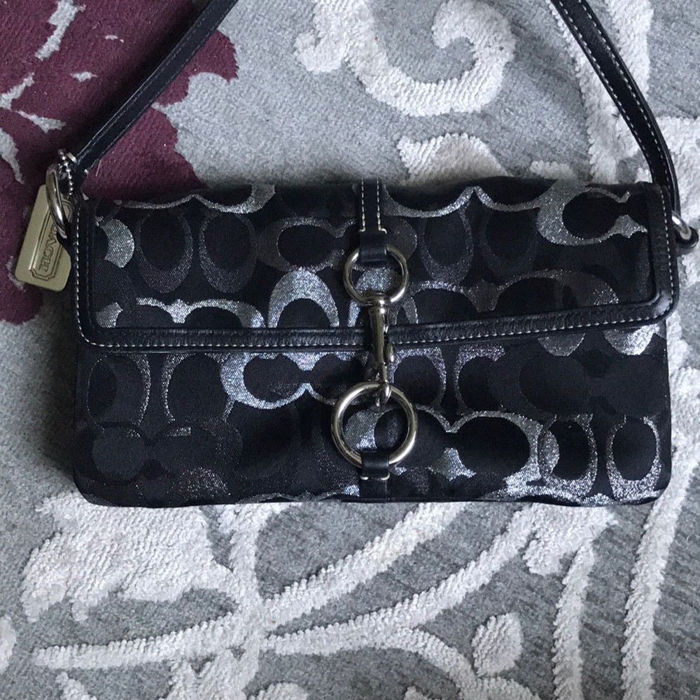 Coach Black and Silver Sparkle Evening Bag